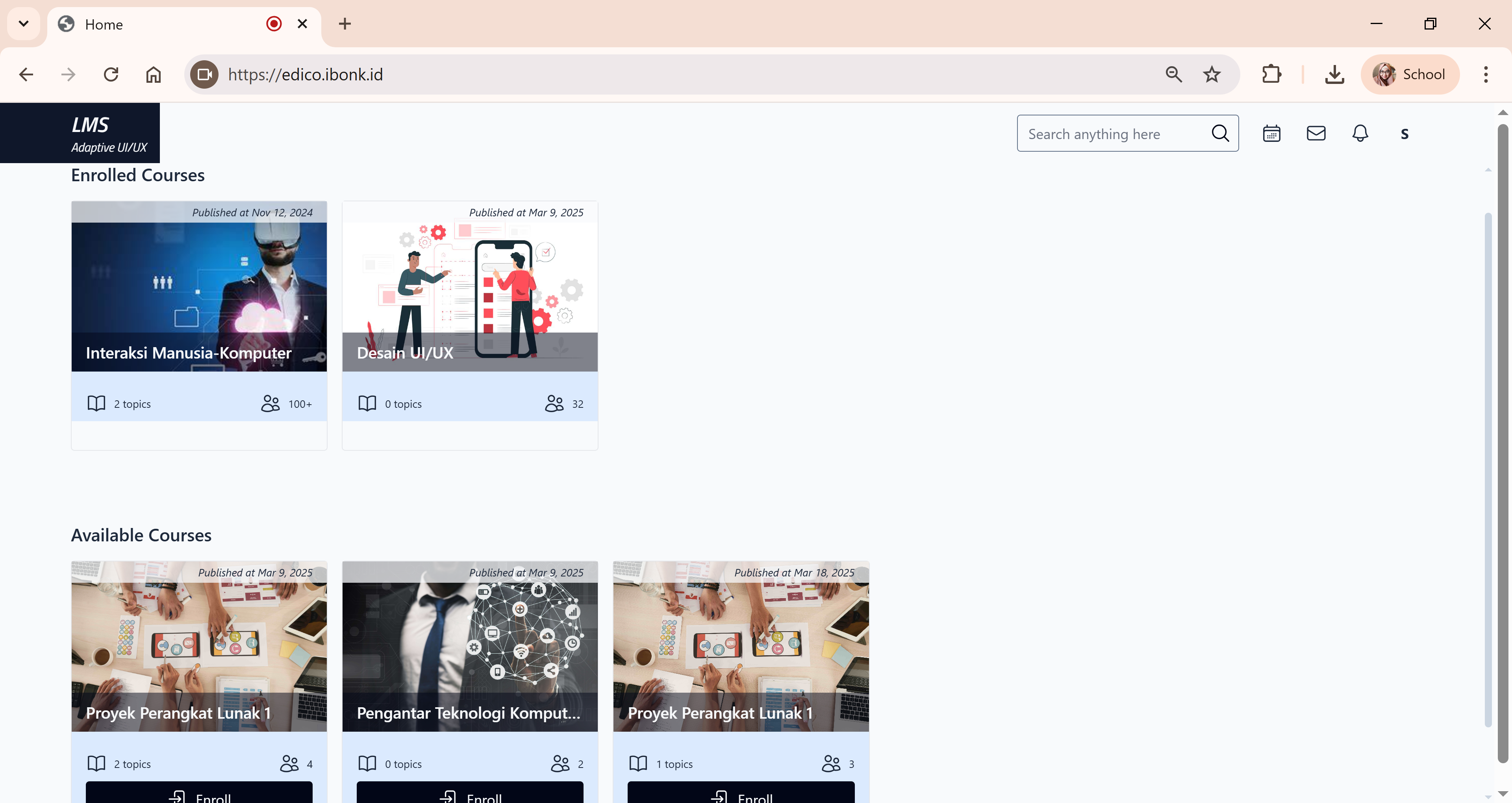 Interface untuk beban kognitif normal - mode fokus